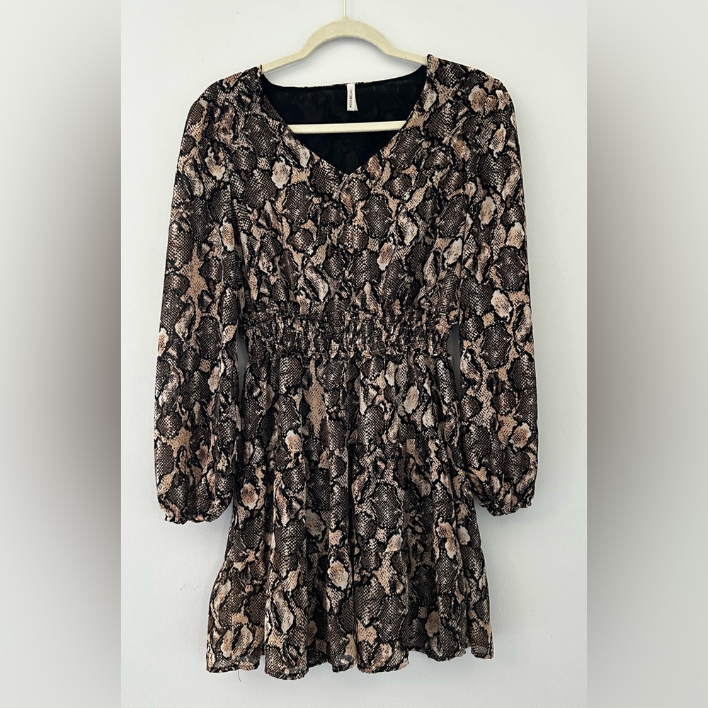 Cinched Waist Leopard Print Mini Dress